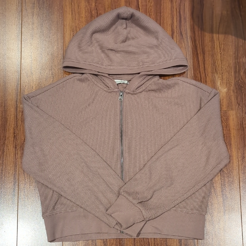 Abercrombie & Fitch Waffle Zip Up Purpley/Brown Hoodie